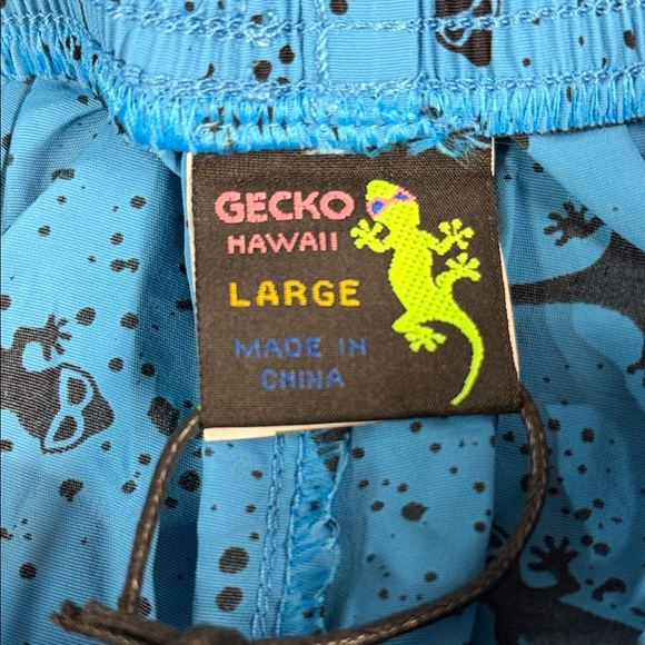 Gecko Hawaii NWT Bright Blue Wave 90s Forever Beach Nylon Pants Size Large - Picture 6 of 9